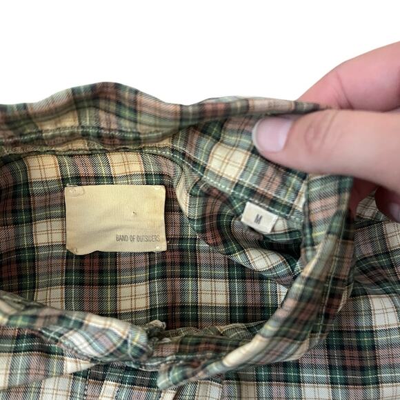 Band of Outsiders Button Down Shirt Plaid Cotton Sleeves Collar Casual Medium - Picture 5 of 10